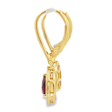 Load image into Gallery viewer, 1.05ct Garnet Diamond Dangle Earrings 10KT Yellow Gold