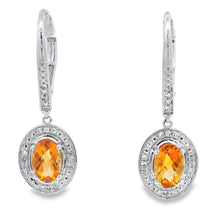 将图片加载到图库查看器,1.04ct Citrine Diamond Dangle Earrings 10KT White Gold