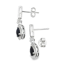 将图片加载到图库查看器,.84ct Onyx Diamond Dangle Earrings 10KT White Gold