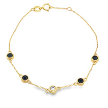 Load image into Gallery viewer, .74ct Sapphire Diamond Bracelet 14KT Yellow Gold