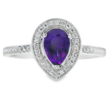 将图片加载到图库查看器,.42ct Amethyst Diamond Ring 10KT White Gold