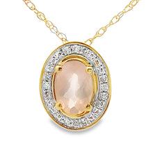 Load image into Gallery viewer, Rose Quartz Diamond Fashion Pendants 10KT Yellow Gold