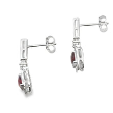 将图片加载到图库查看器,1.20ct Garnet Diamond Dangle Earrings 10KT White Gold