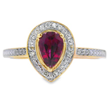 Load image into Gallery viewer, .56ct Garnet Diamond Ring 10KT Yellow Gold