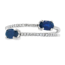 将图片加载到图库查看器,.75ct Sapphire Diamond Ring 14KT White Gold