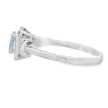 Load image into Gallery viewer, Genuine .45ct Aquamarine Diamond Ring 10KT White Gold