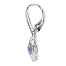 Load image into Gallery viewer, .98ct Amethyst Diamond Dangle Earrings 10KT White Gold