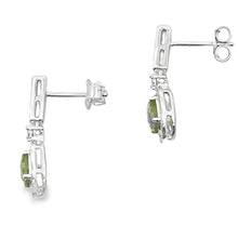 将图片加载到图库查看器,1.23ct Peridot Diamond Dangle Earrings 10KT White Gold