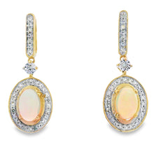 Load image into Gallery viewer, .75ct Opal Diamond Dangle Earrings 10KT Yellow Gold