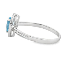 将图片加载到图库查看器,.54ct Blue Topaz Diamond Ring 10KT White Gold
