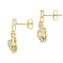 Load image into Gallery viewer, .75ct Opal Diamond Dangle Earrings 10KT Yellow Gold
