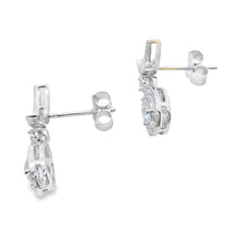 Load image into Gallery viewer, Aquamarine Diamond Dangle Earrings 10KT White Gold