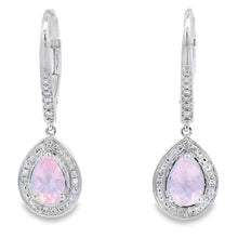 Load image into Gallery viewer, Rose Quartz Diamond Dangle Earrings 10KT White Gold