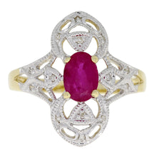 将图片加载到图库查看器,1.05ct Ruby Diamond Ring 10KT Yellow Gold