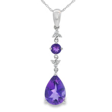Load image into Gallery viewer, Amethyst Diamond Fashion Pendants 10KT White Gold