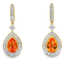 Load image into Gallery viewer, .89ct Citrine Diamond Dangle Earrings 10KT Yellow Gold