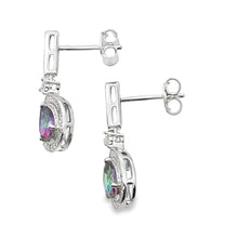 Load image into Gallery viewer, Mystic Fire Topaz Dangle Earrings 10KT White Gold