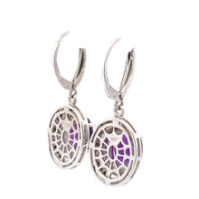 将图片加载到图库查看器,.38ct Amethyst Diamond Dangle Earrings Sterling Silver