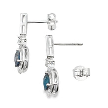 Load image into Gallery viewer, London Blue Topaz Dangle Earrings 10KT White Gold
