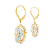 Load image into Gallery viewer, 1.28ct Emerald Diamond Dangle Earrings 14KT Yellow Gold