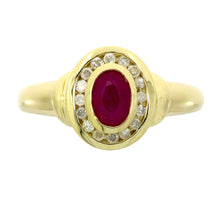 Load image into Gallery viewer, .70ct Ruby Diamond Ring 10KT Yellow Gold