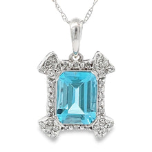Load image into Gallery viewer, Blue Topaz Diamond Fashion Pendants 10KT White Gold