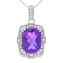 Load image into Gallery viewer, Amethyst Diamond Fashion Pendants 10KT White Gold