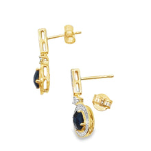 将图片加载到图库查看器,1.06ct Onyx Diamond Dangle Earrings 10KT Yellow Gold