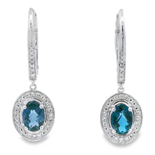 Load image into Gallery viewer, .89ct London Blue Topaz Dangle Earrings 10KT White Gold