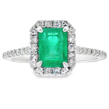 Load image into Gallery viewer, Genuine 1.26ct Emerald Diamond Ring 10KT White Gold