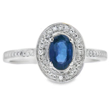 将图片加载到图库查看器,.67ct Sapphire Diamond Ring 10KT White Gold