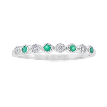 Load image into Gallery viewer, Emerald Diamond stackable band set 14KT White Gold