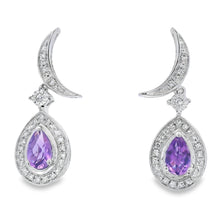 Load image into Gallery viewer, .48ct Amethyst Diamond Dangle Earrings 10KT White Gold
