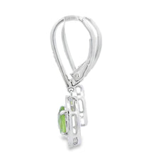 Load image into Gallery viewer, 1.21ct Peridot Diamond Dangle Earrings 10KT White Gold
