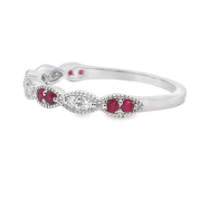 Load image into Gallery viewer, .25ct Ruby Diamond stackable band set 14KT White Gold