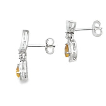 Load image into Gallery viewer, .48ct Citrine Diamond Dangle Earrings 10KT White Gold