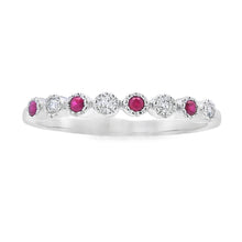 Load image into Gallery viewer, .14ct Ruby Diamond stackable band set 14KT White Gold