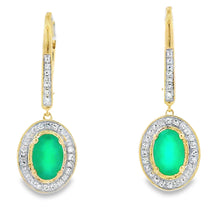 将图片加载到图库查看器,Chalcedony Diamond Dangle Earrings 10KT Yellow Gold