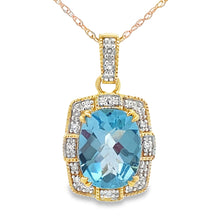 Load image into Gallery viewer, Blue Topaz Diamond Fashion Pendants 10KT Yellow Gold