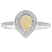 将图片加载到图库查看器,.30ct Opal Diamond Ring 10KT White Gold