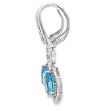 将图片加载到图库查看器,Blue Topaz Diamond Dangle Earrings 10KT White Gold