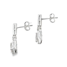 Load image into Gallery viewer, Rose Quartz Diamond Dangle Earrings 10KT White Gold