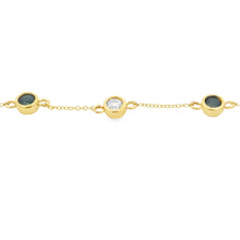 Load image into Gallery viewer, .74ct Sapphire Diamond Bracelet 14KT Yellow Gold