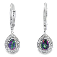 Load image into Gallery viewer, Mystic Fire Topaz Dangle Earrings 10KT White Gold
