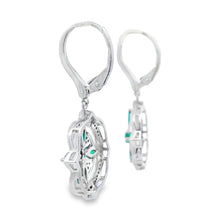将图片加载到图库查看器,1.44ct Emerald Diamond Dangle Earrings 14KT White Gold