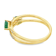 将图片加载到图库查看器,.50ct Emerald Diamond Ring 14KT Yellow Gold