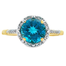 Load image into Gallery viewer, 1.35ct London Blue Topaz Diamond Ring 10KT Yellow Gold