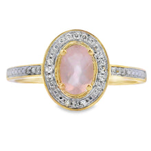 将图片加载到图库查看器,.53ct Rose Quartz Diamond Ring 10KT Yellow Gold