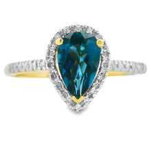 Load image into Gallery viewer, 1.13ct London Blue Topaz Diamond Ring 14KT Yellow Gold