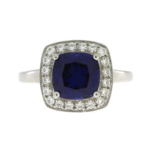 Load image into Gallery viewer, Created Sapphire Moissanite Ring Sterling Silver